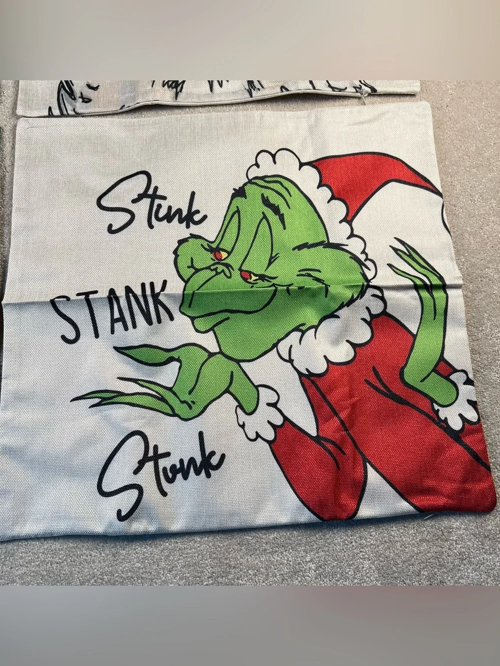 Christmas Pillow Covers Set of 4 Santa Grinch Woven